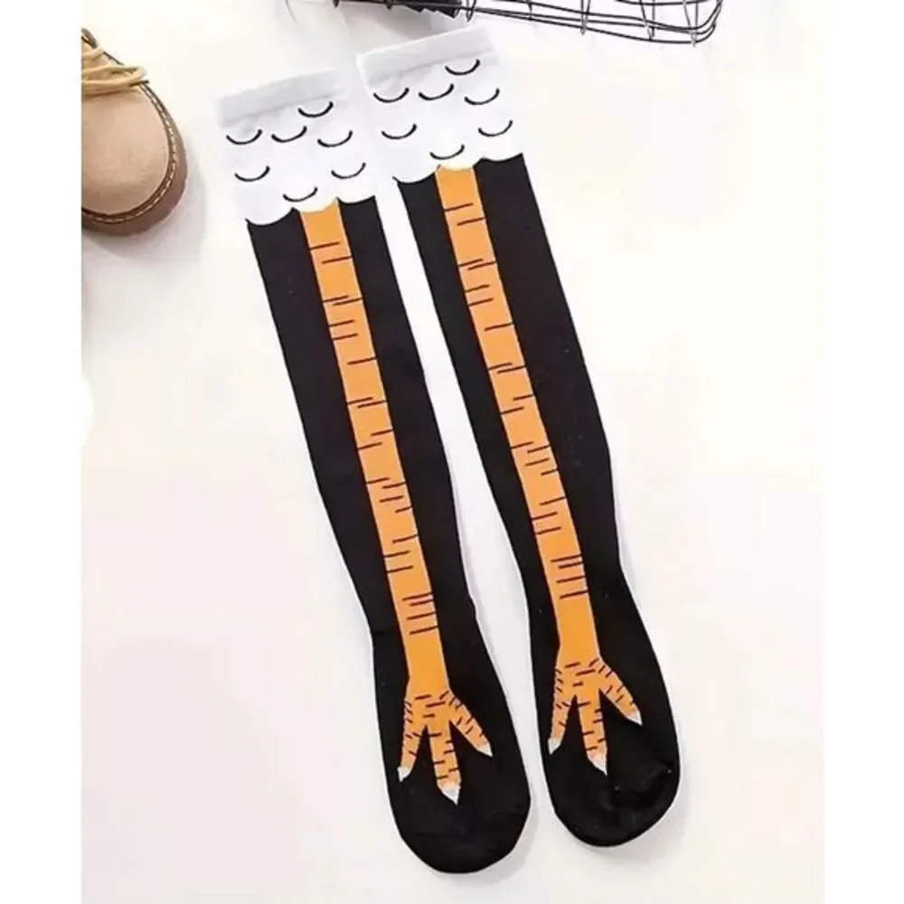 Crazy Funny Chicken Leg Knee High Socks Novelty Warm Girl Stocking US